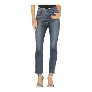 3X1 Frayed Hem Long Jeans Light Wash Button Fly Sz 28 Stella Cut 96 High